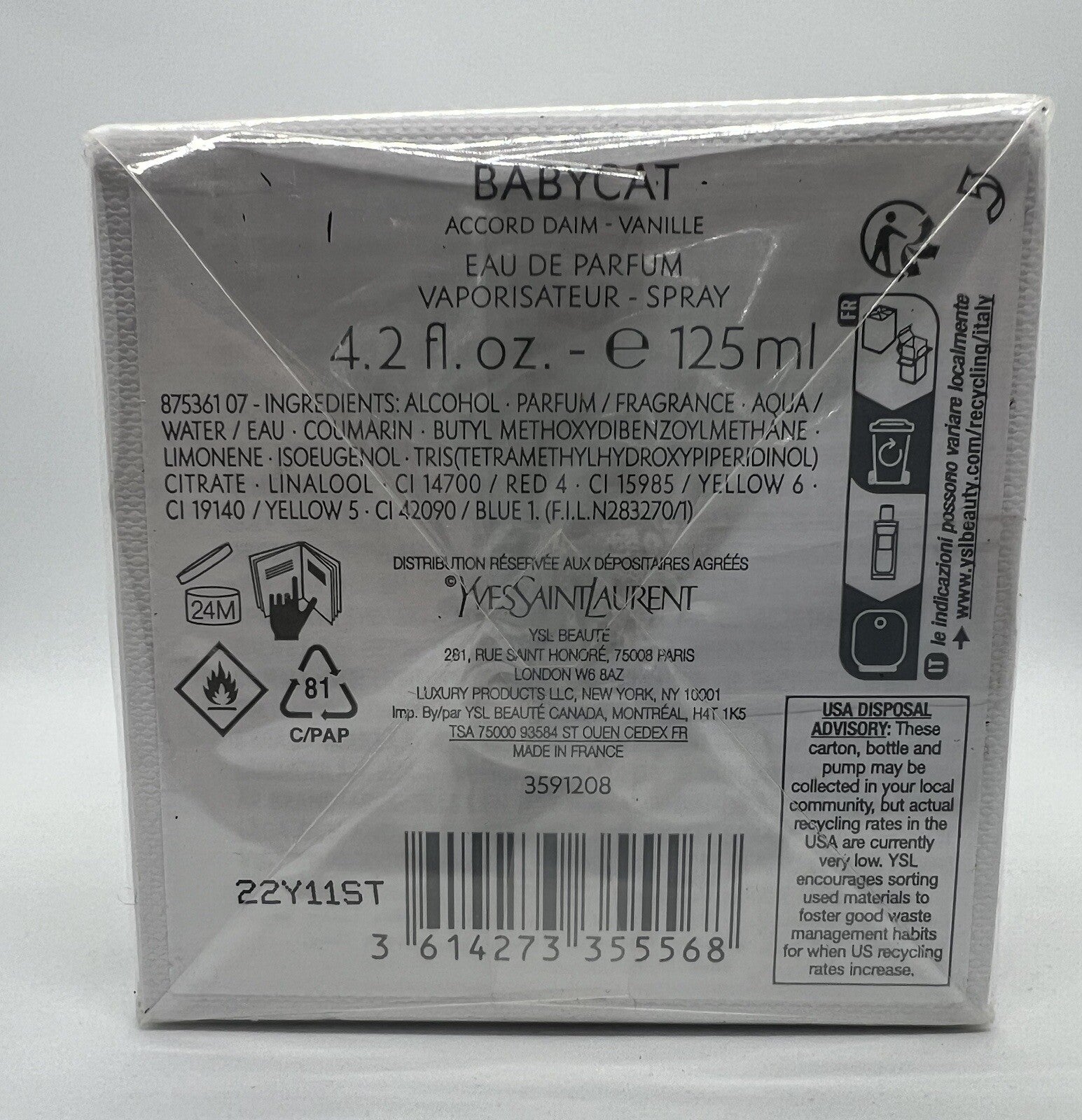 Yves Saint Laurent YSL BABYCAT  Edp 125ml/4.2 Oz SEALED.4