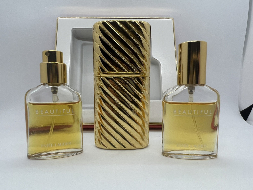 Estee Lauder BEAUTIFUL EDP 2x7ML WITH GOLD CASE SET SEE PHOTOS (VINTAGE)1