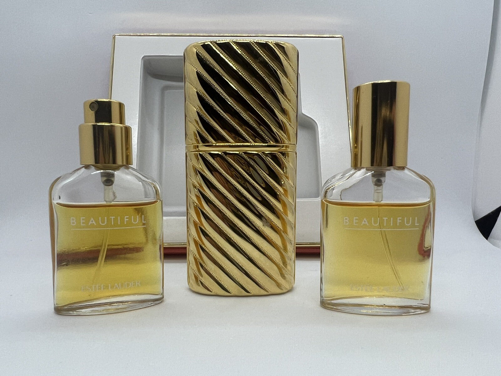 Estee Lauder BEAUTIFUL EDP 2x7ML WITH GOLD CASE SET SEE PHOTOS (VINTAGE)1