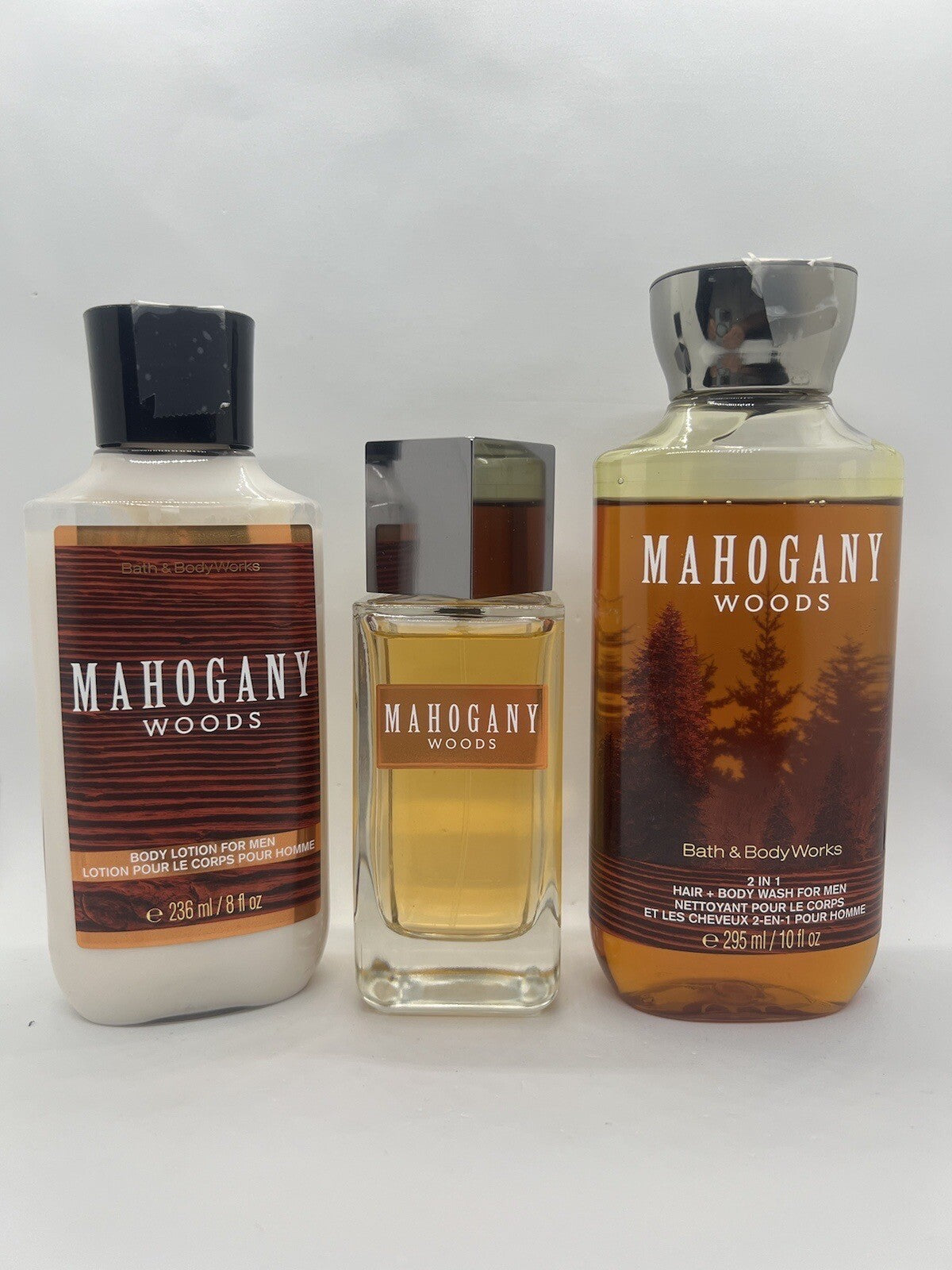 Bath & Body Works MAHOGANY WOODS 3.4 oz /100ml+Shower Gel+Body Lotion (Rare)2
