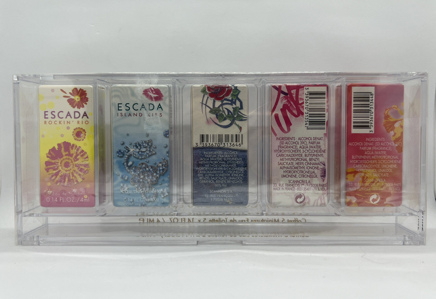Escada Collector's Edition EDT Mini Splash 4ml/0.14 oz 5 pc Set In Box Rare Ones1