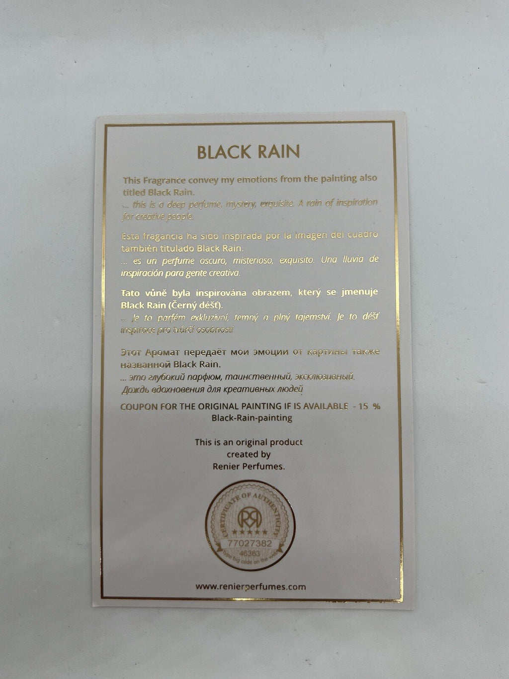 BLACK RAIN EDP by Renier Perfumes 50ML/1.69 OZ OPEN BOX SEE PICS5