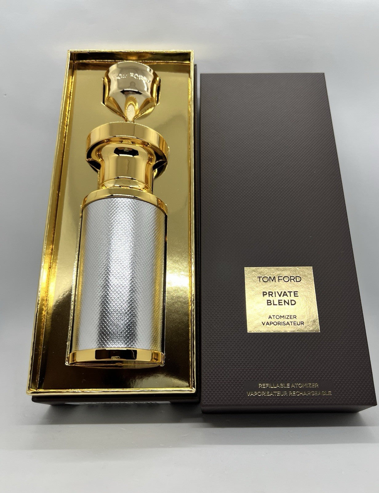 Tom Ford Private Blend Atomizer Refillable Silver Box Unisex (NEW & EMPTY)0
