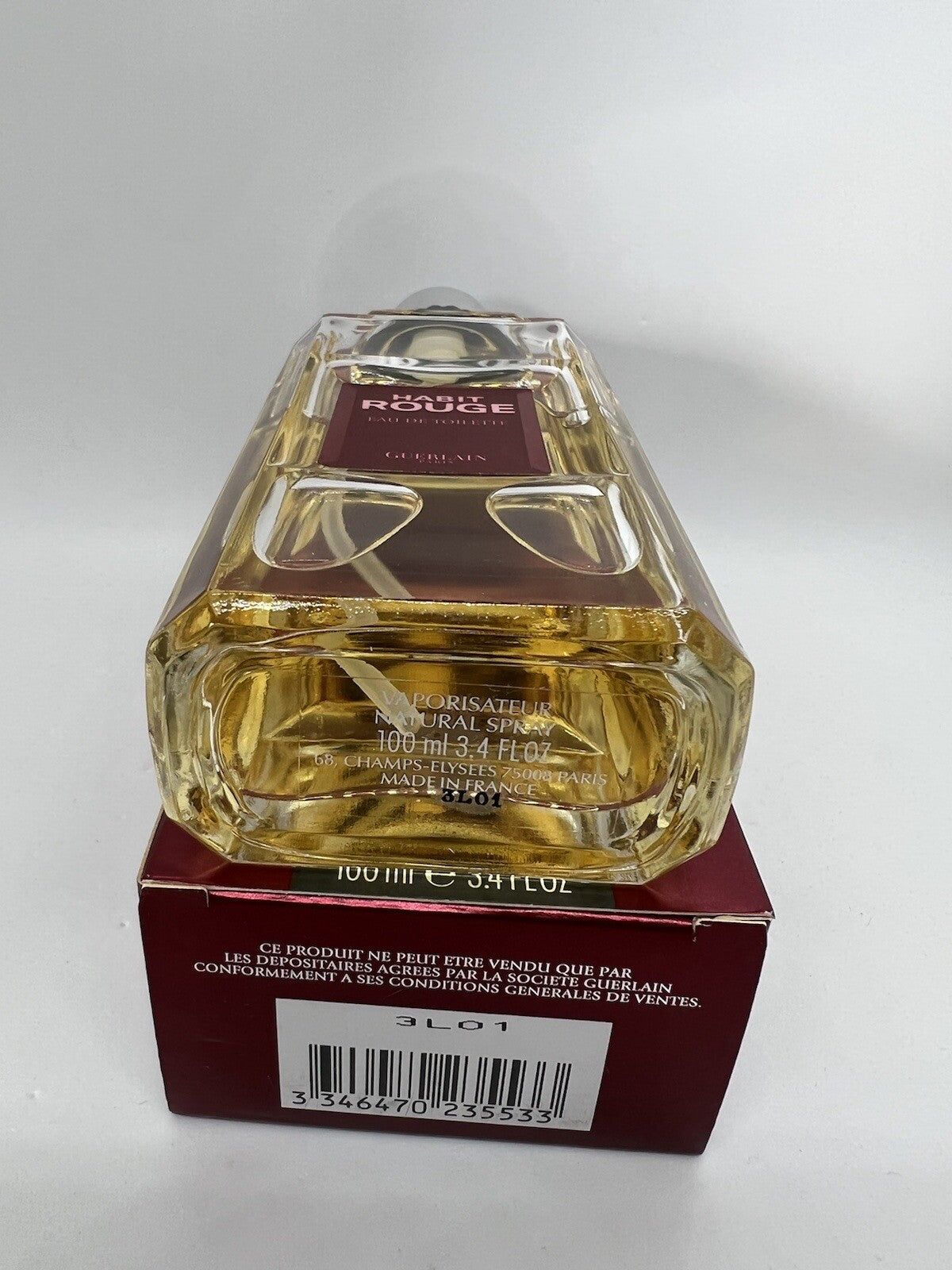 Guerlain Habit Rouge Edt  3.4oz / 100ml Old Formula 3L011