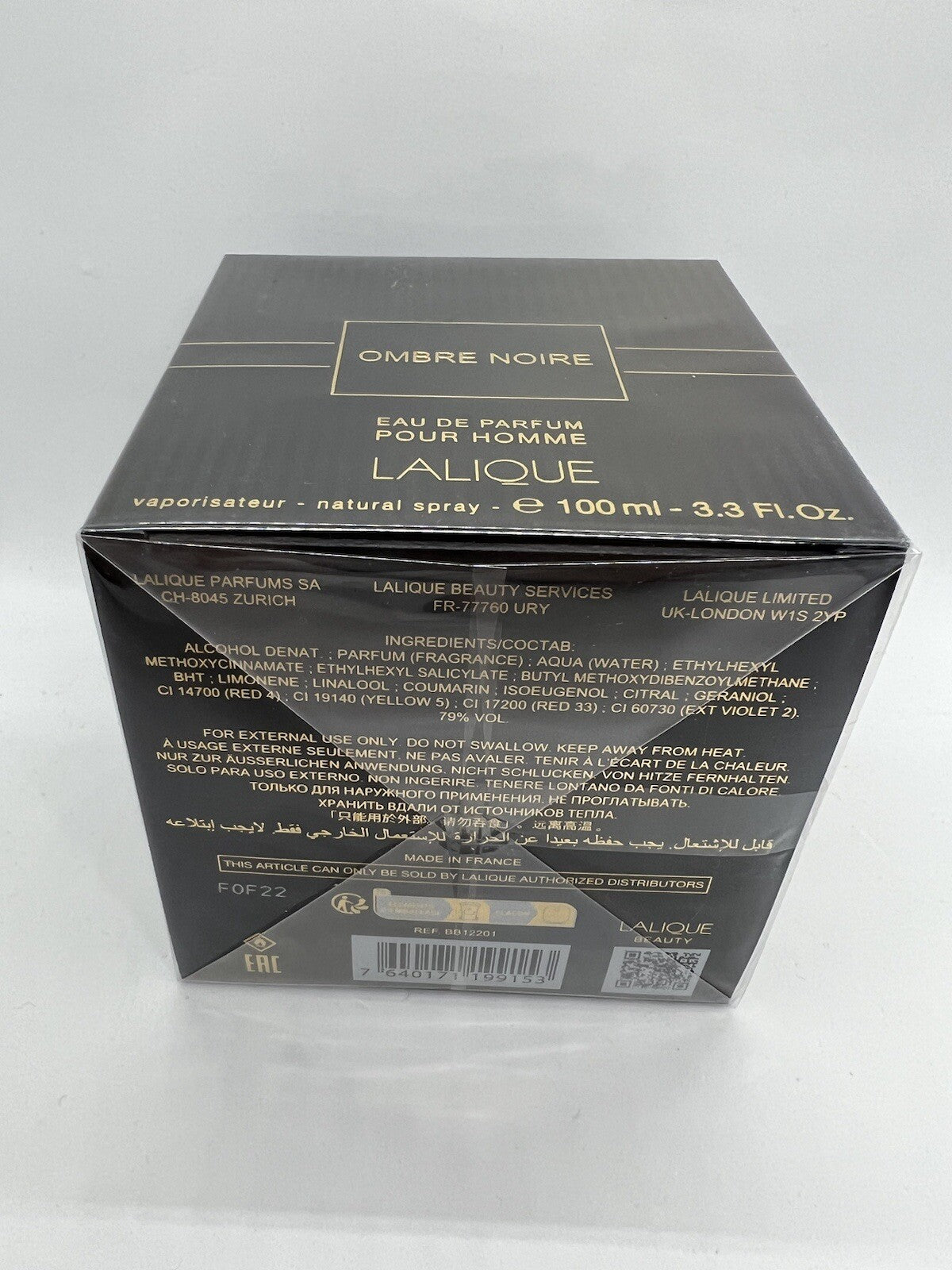 Lalique OMBRE NOIRE EDP Pour Homme 3.3 Fl Oz/100ml3