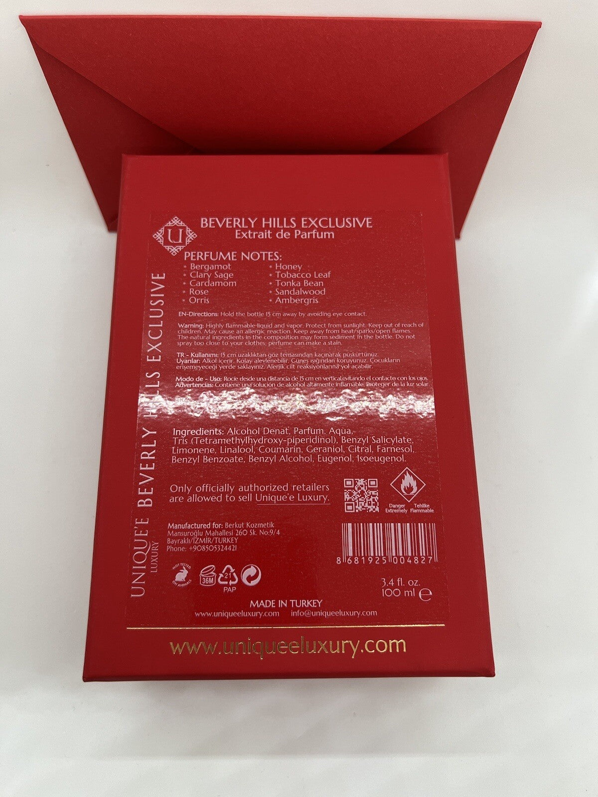 UNIQUE'E LUXURY BEVERLY HILLS EXCLUSIVE EXTRAIT DE PARFUM 100ML OPEN BOX SEE PIC3