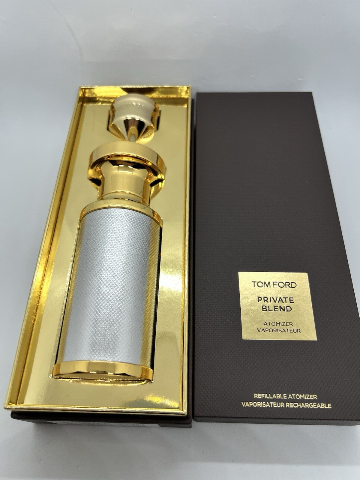 Tom Ford Private Blend Atomizer Refillable Silver Box Unisex (NEW & EMPTY)1